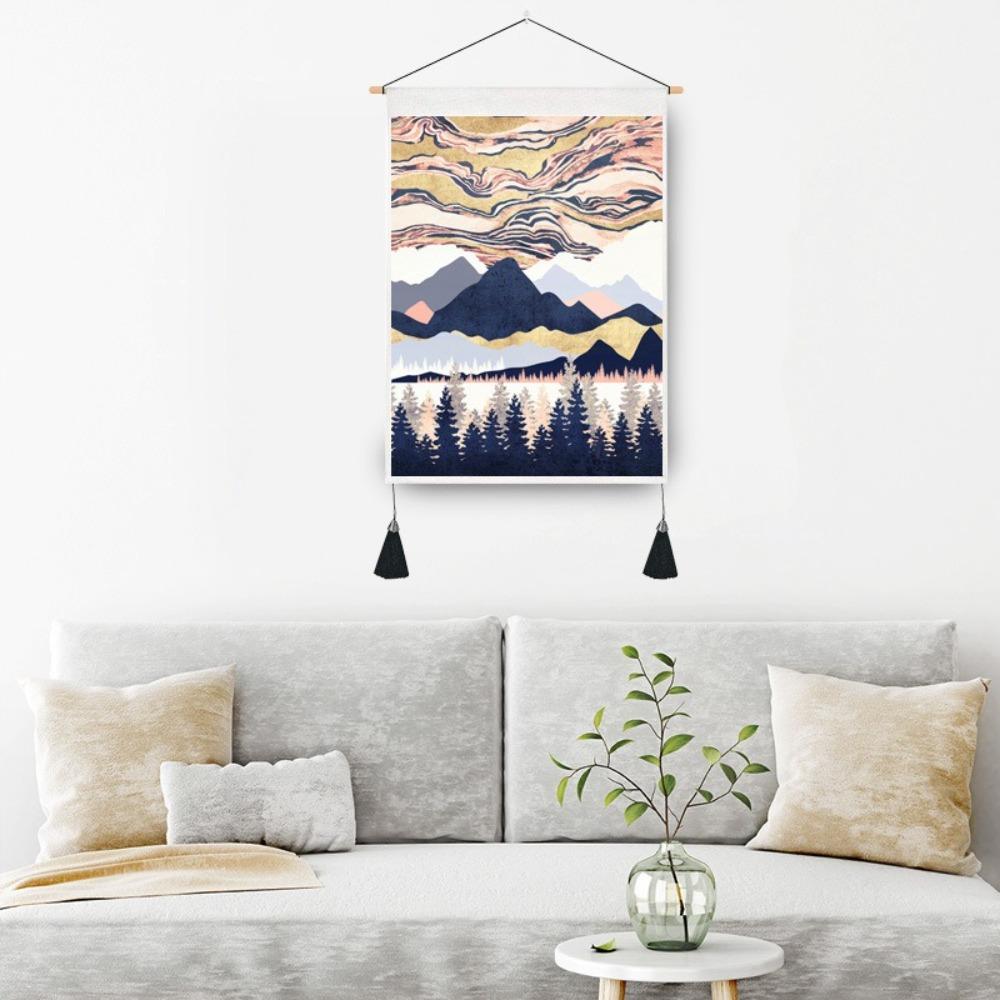 With Tassel Sunrise Landscape Tapestry Hanging Wall Poster  Home Decor