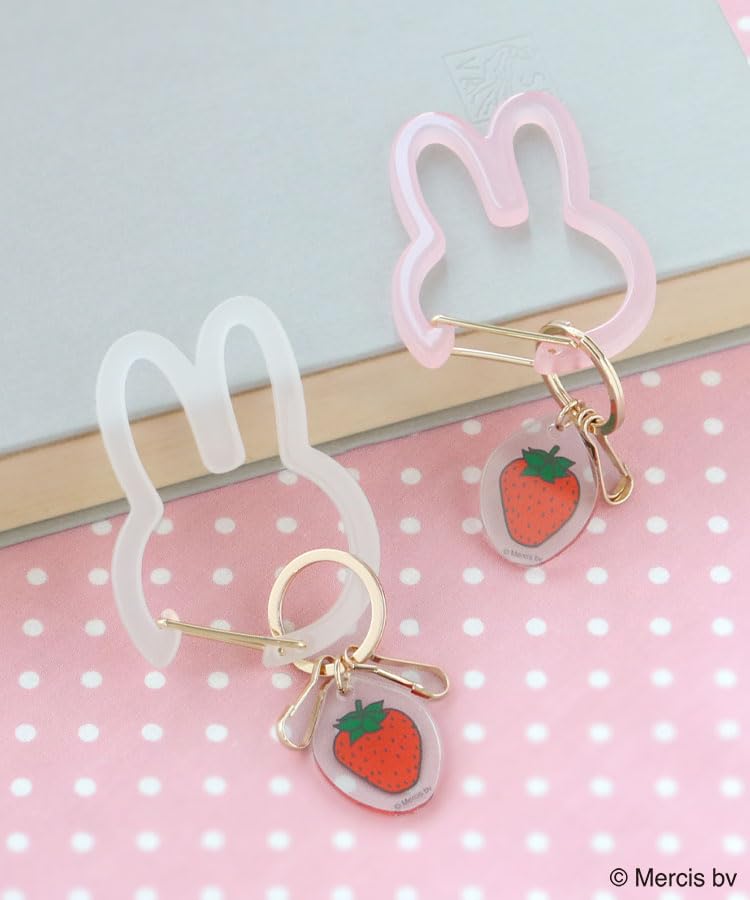 [Bleu Bleuet] Miffy Strawberry Carabiner Charm Keychain (White)