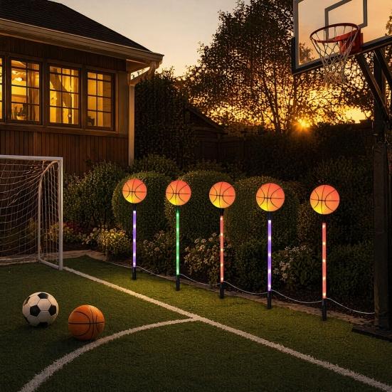 Yousheng Solar Soccer Light Outdoor, 8 Modes Color Changing Football Garden Stake Light, Waterproof Landscape Lamp for Yard Patio Lawn, Sports Fan