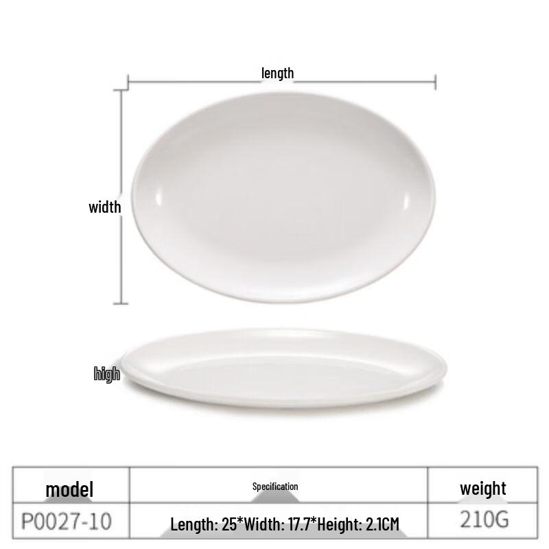 Qianxing Bílé melaminové oválné talíře na večeři a ryby