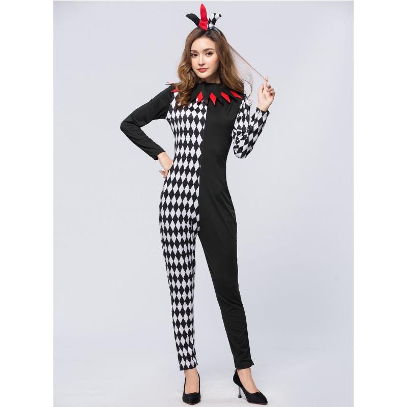 Halloween costumes, stage uniforms, and striped evil clown costumes