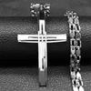 Hip Hop Cross Pendant Necklace for Men Stainless Steel Silver Color Faith Chain Necklaces Christmas Gift Jewelry colar masculino