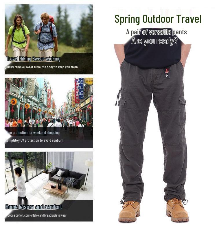 Herren Verschleißfeste Mehrfach-Taschen Arbeitshose | Locker sitzende Arbeitsschutz-Overalls