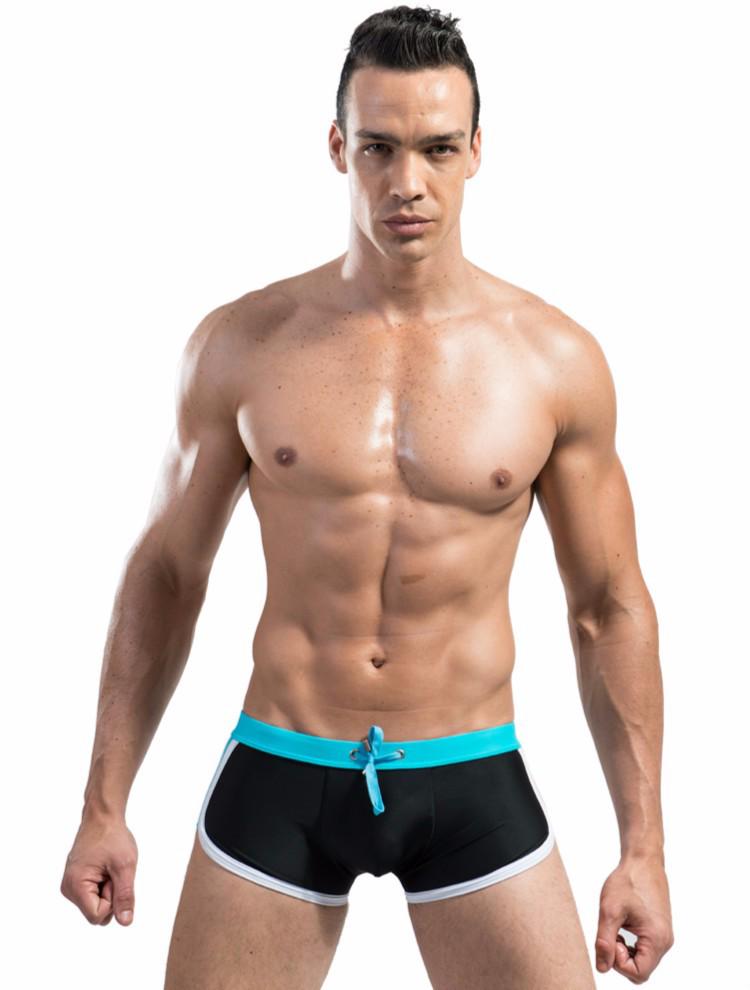Men's Quick-Dry Color Block Swim Trunks, Drawstring, Plus Size Available.