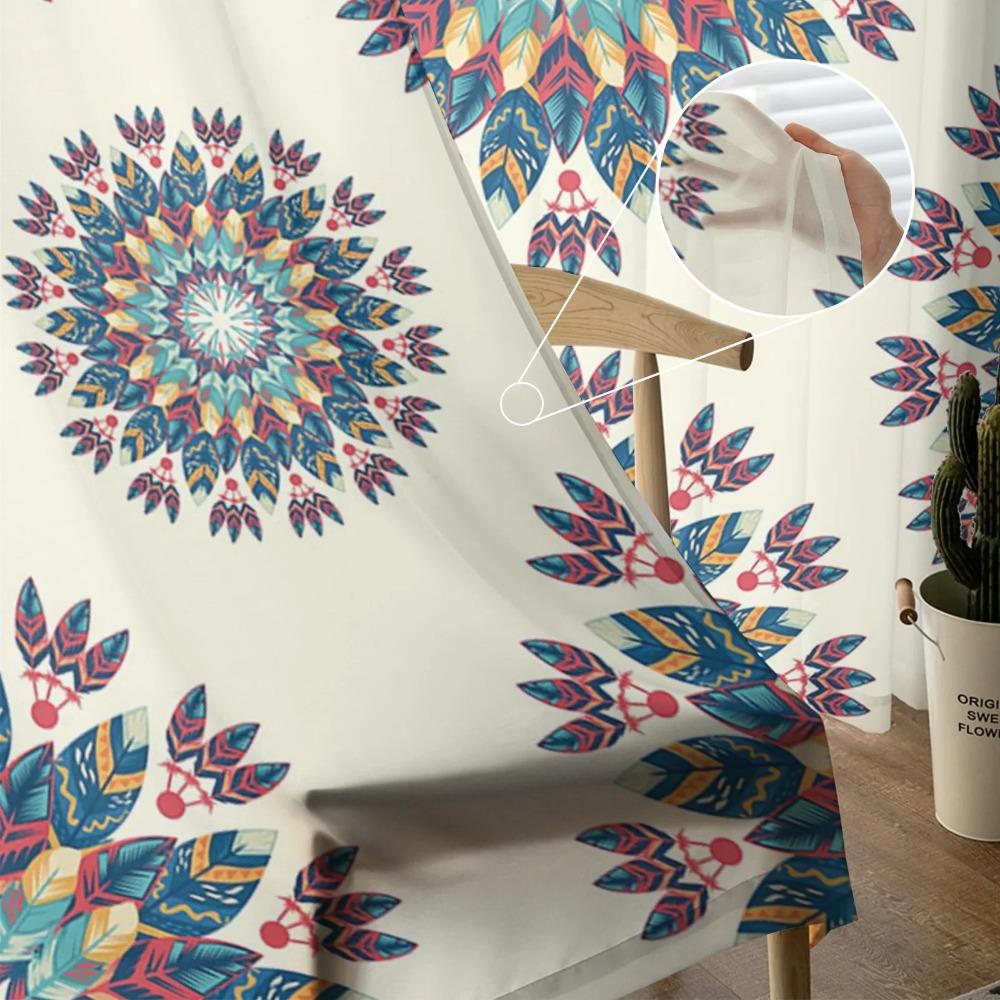 Mandala Bohemian Sheer Curtains for Bedroom Living Room Decoration Window Curtain for Kitchen Tulle Voile Organza Drapes