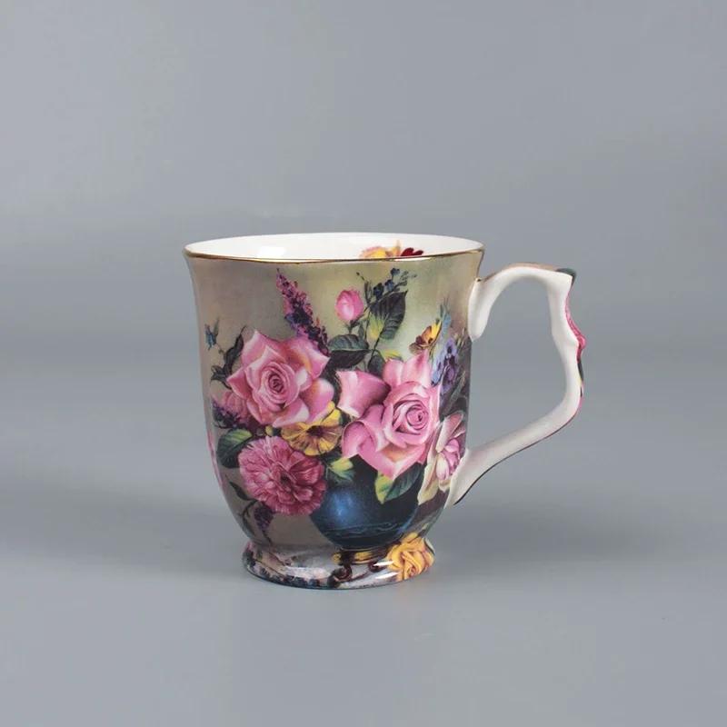 

Элегантные кофейные кружки из фарфора High Bone, чашки для чая с молоком в европейском стиле, кружки с золотым ободком, высококачественная фарфоровая кухонная посуда для напитков 260ml