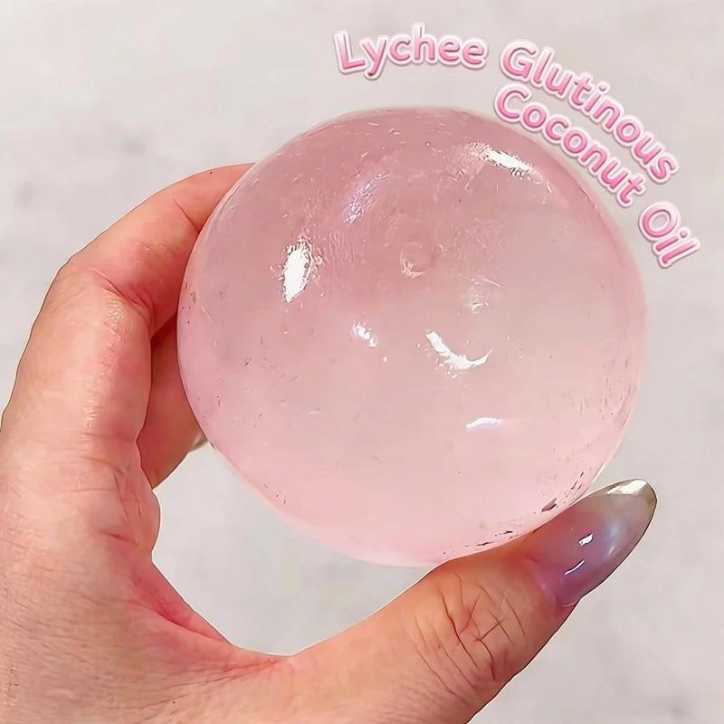 Sakura Pink Coconut Oil Squishy Ball Handmade Clear Maltose Squishy Stress Relief Toy Home Decor Soft Simulated Transparent Ball