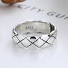 Anello da uomo regolabile in argento sterling S925 con motivo a rombi retrò