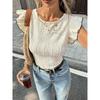 Women Casual Textured Backless Bow Tie Flying Sleeve Knit Short Sleeve T Shirt