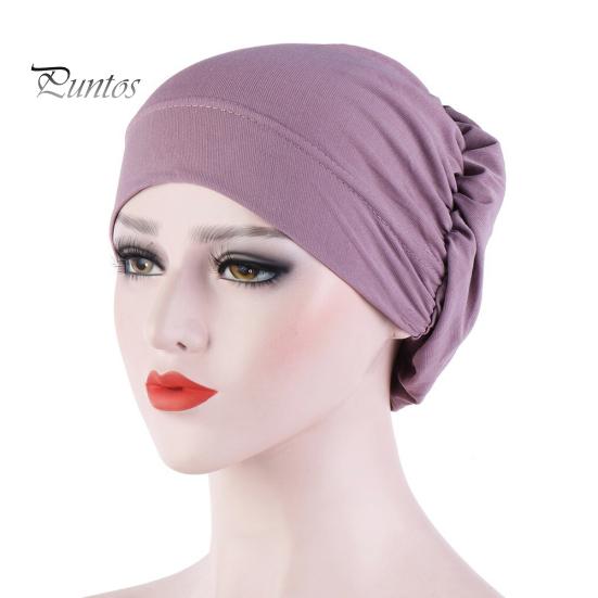 Women Small Solid Color Soft Knotted Night Sleep Beanie Bonnet Chemo Hat Cover