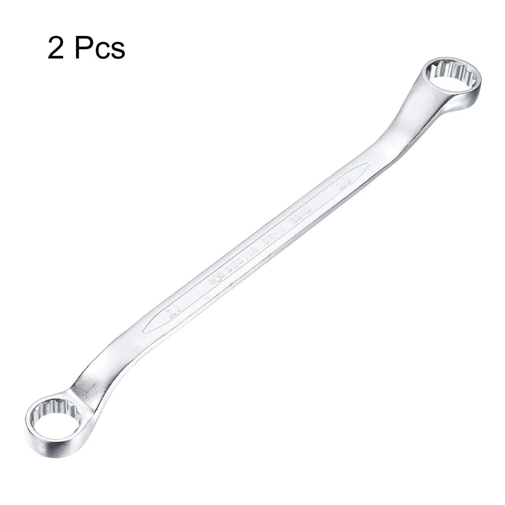 uxcell 2pcs 45 Degree Offset Box End 21mm x Metric Double Box End Chrome Vanadium Steel Long Offset Torx Box Automotive Home Repair Tool Wrench, 23mm,