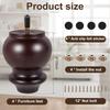 4 Piezas Patas de Muebles Forma de Calabaza Patas de Madera para Muebles H10cm Patas de Sofá Nogal Retro con Perno de 5/16''/M8 Pre-perforado y Placa de Montaje y Tornillos para Mesa