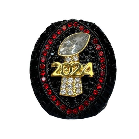 2024 Fantasy Football Championship Ring Championship Trophy Ring Award Medal with Wooden Box for Football League Champion