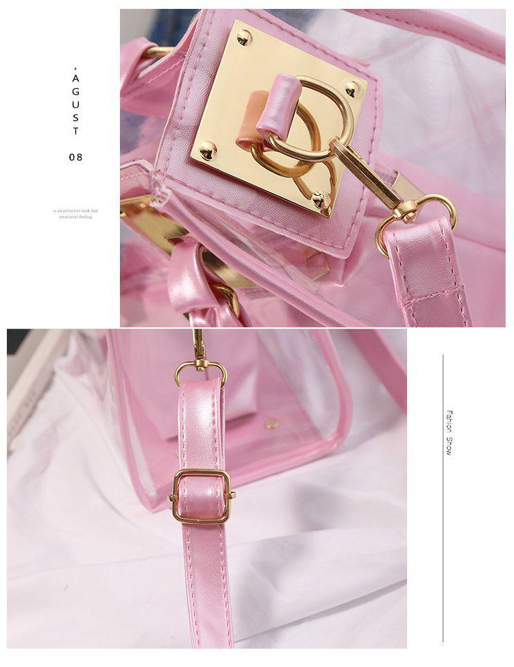 2025 Summer Women's Beach Bag: Korean Style Transparent Jelly Crossbody & Shoulder Mother-Child Handbag