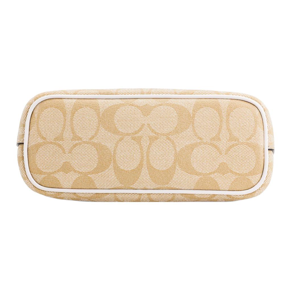 Coach Gallery 20 Zip Closure Classic Print Canvas And Leather Handbag Shoulder Bag Crossbody Bag Small Women Handbags Khaki White CH468-IMDQC