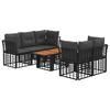 Garden Sofa Set 6 Pieces Black and Dark Grey Poly Rattan
