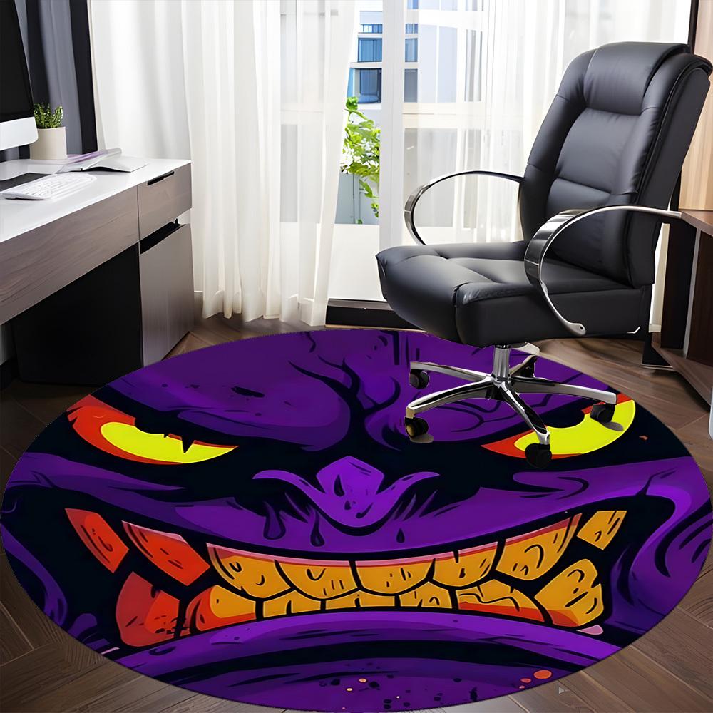 1PC Monster Face Office Round Area Rug, Indoor Mat Suitable ForOffice, Under Office Chairs Bedroom Living Room Home Decor, Room Deco,  f016