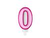 PartyDeco Birthday Candle Number 0, Pink, 7cm