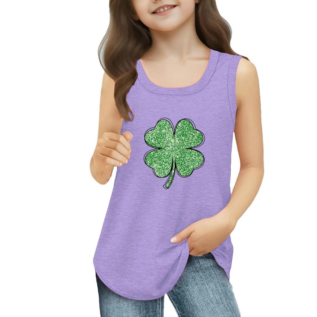 Mädchen Kinder Sommer Rundhals Ärmellose Shirts Tanktops St. Patrick's Day