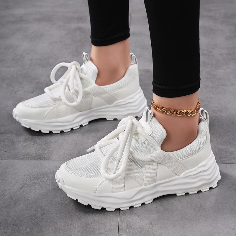 

TUINANLE Women Summer Flat Shoes Fashion Breathable Vulcanized White Sports Lace Up Casual Shoes for Women 39 белый