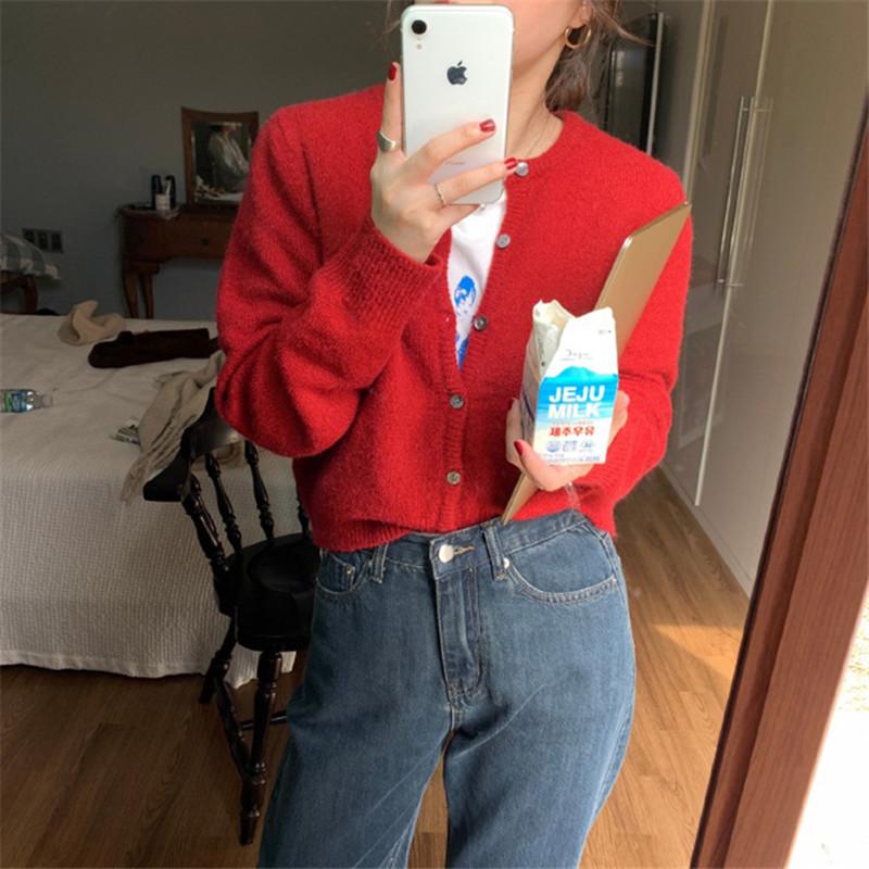 Cashmere Sweater Cardigan Women Single Breasted Long Sleeve Elegant Vintage Jumper Solid Wool Knitted Autumn Winter Outwear