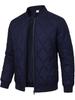 Men Solid Color Stand Collar Thickened Warm Quilted Bomber Jacket Casual Outerwear