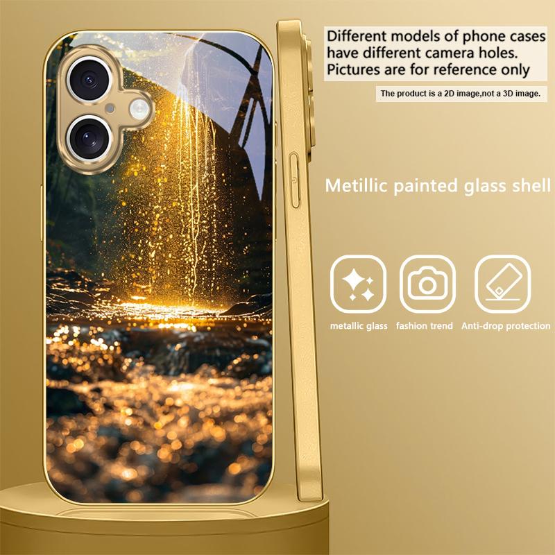 

Великолепные пейзажи Для IPhone 17 Pro Max 16 17 Pro 15 Pro 14 13 Plus 12 Mini 11 Pro Max XR 16E 17 Air Золотой стеклянный чехол для телефона iPhone 13 mini