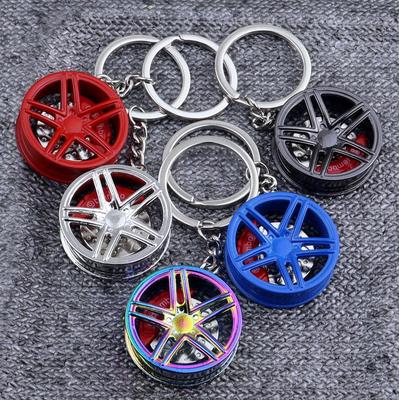 Creative Metal Rotating Brake Keychain with Silent Bearing Wheel Pendant