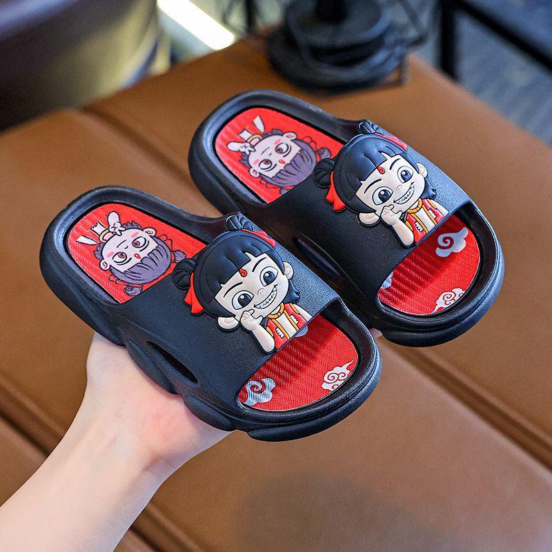

2026 Aobing Nezha Non-slip Indoor Slippers for Boys & Girls Size 24-25 for 15-15.5cm foot length чорний