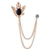 Fashion Tassel Chain Brooch Anti Discoloration Crystal Brooches Crown Gemstone Brooch Retro Shirt Collar Lapel Pins For Business