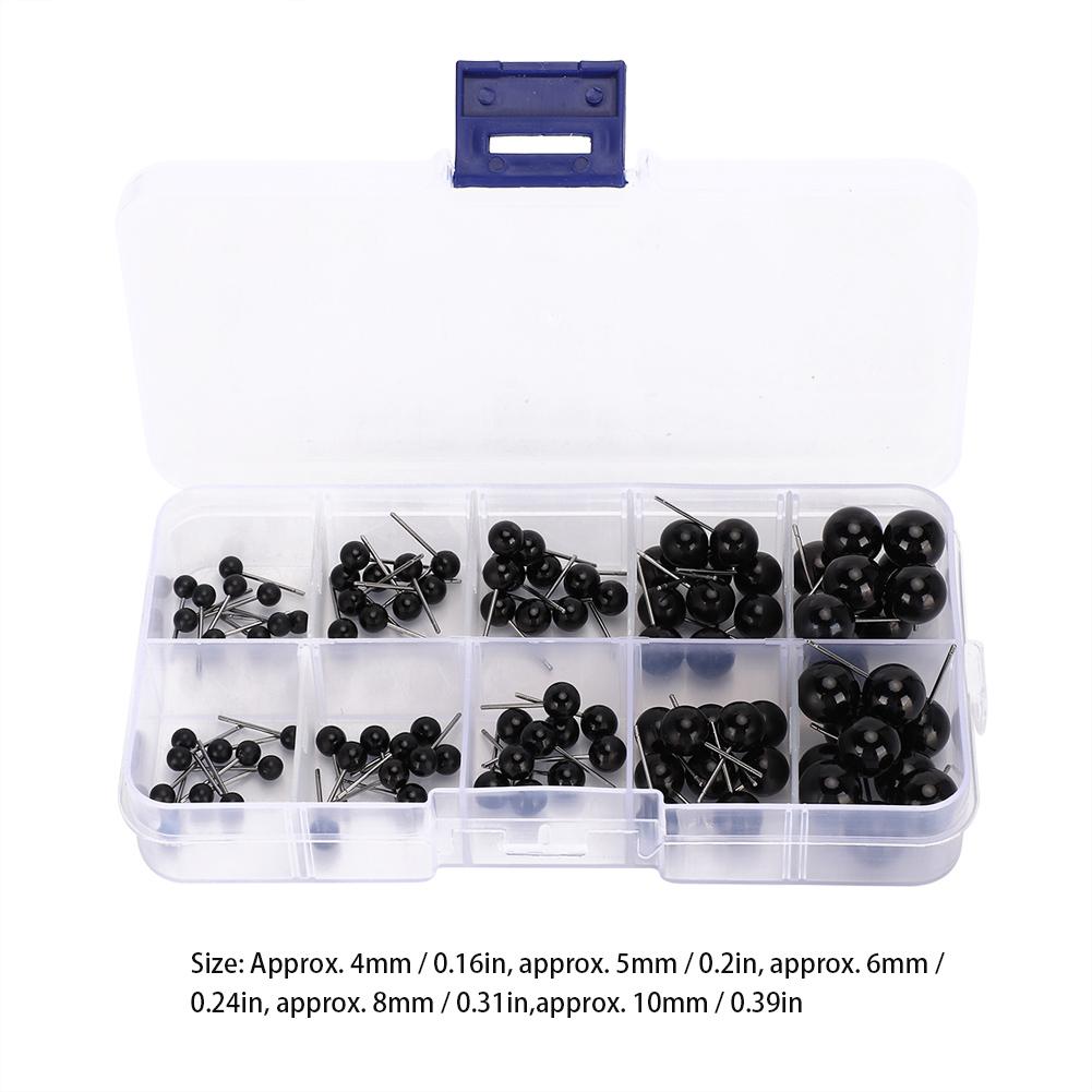 100PCs DIY Doll Eye Pin Type Black Hand Made Materials Crafts Educational Toy Parts Plastic