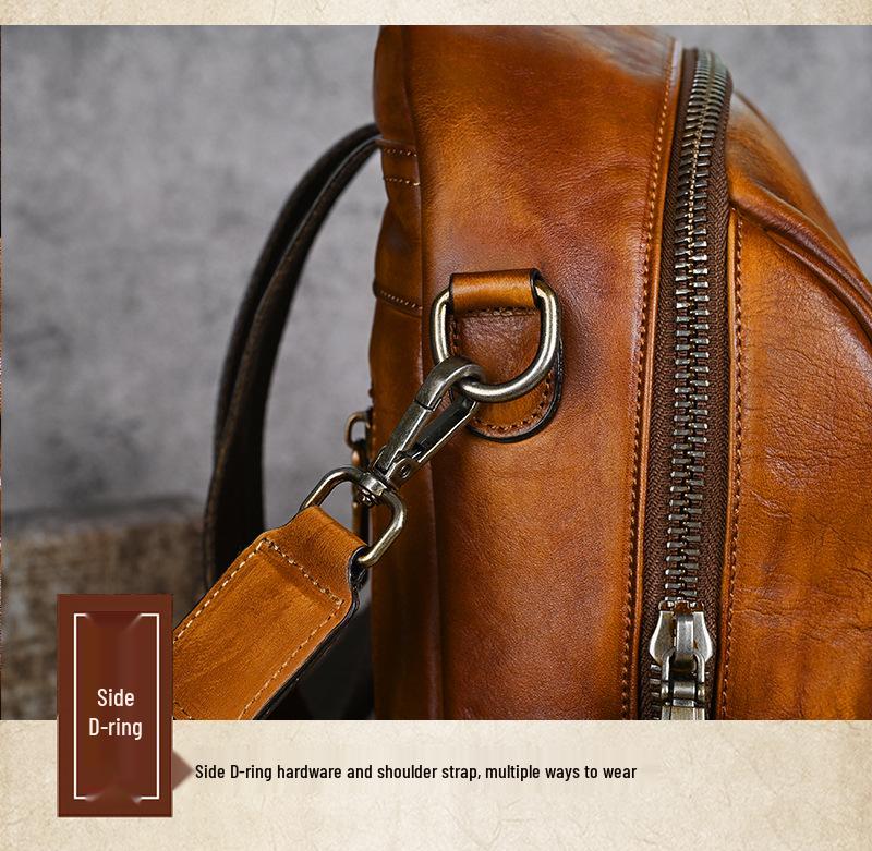 Top Grain Cowhide Retro Large Capacity Women's Backpack, Vegetable Tanned Leather Shoulder Bag, Handmade and Practical.