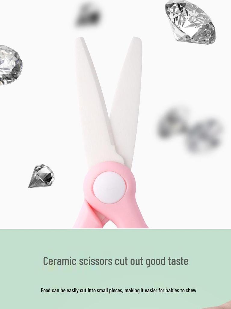Baby Safety Ceramic Food Scissors with Lock Buckle for Household Kitchen Use