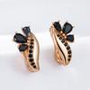 Black Natural Zircon English Earrings For Women  Rose Gold Color Crystal Flower Bride Earrings Vintage Fine Jewelry