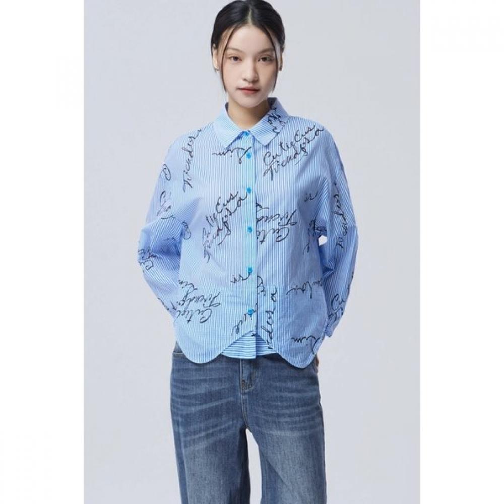 Benetton Stripe Lettering Blouse Babl90631 BL (blue)/42