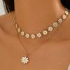Bohemian Daisy Double Layer Clavicle Necklace and Bracelet Earrings Set