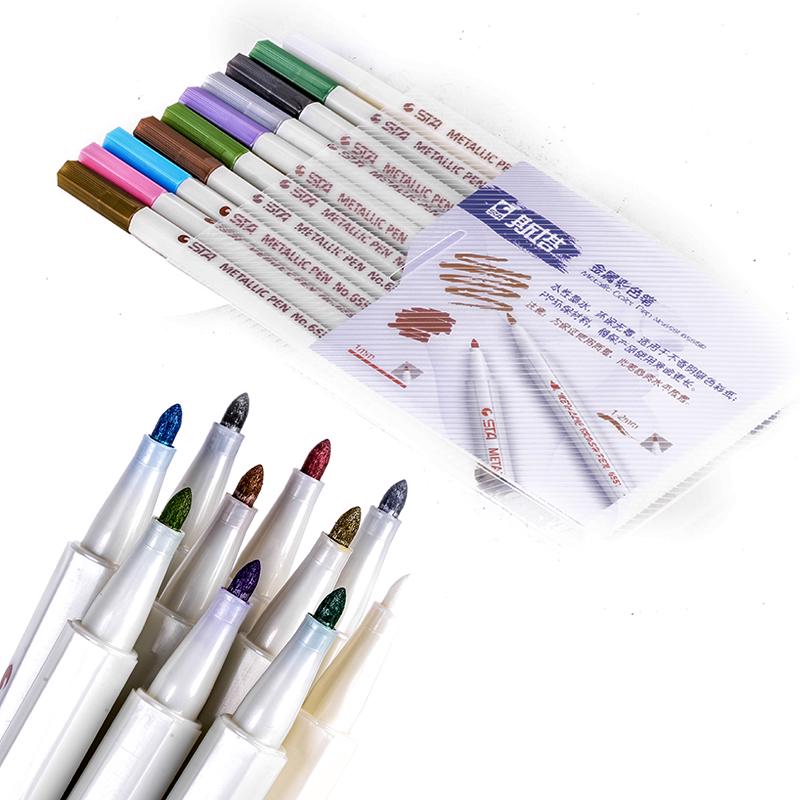 Buy Peigu 10x Water Color Metallic Sketch Stationery Art Marker Brush