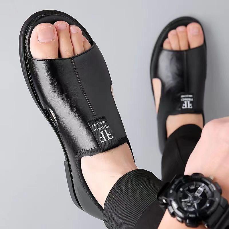 TUINANLE Men's Leather Sandals Breathable Hollow out Outdoor Casual Beach Shoes Summer New Comfort Men walking shoes