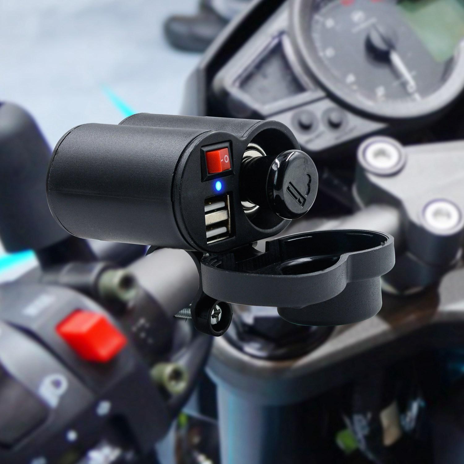 

CS-313F1 12-24V Мотоцикл Модифікувати Подвійний USB Зарядний Пристрій Водонепроникний Адаптер для Заряджання Телефону з Головкою Прикурювача та Перемикачем Type A