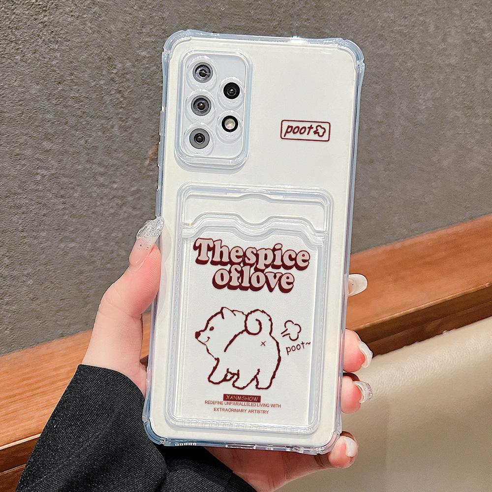 Silicone Cat Card Holder Case For Samsung A06 A05s A05 S24 Ultra S23 Plus S22 S21 S20 FE A10s A10 A04 A03s A04E A03 Funda Cover