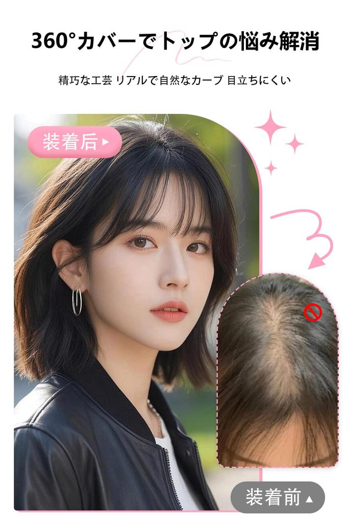 Human Hair Wig with Partial Natural Thin Chestnut 100% Bangs, Wig, Bangs, Sideburns, Wig, Brown, 30cm, Women's