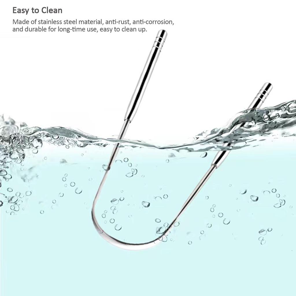 2PCS Stainless Steel Tongue Scraper Oral Tongue Cleaner with Metal Storage Box Mouth Tongue