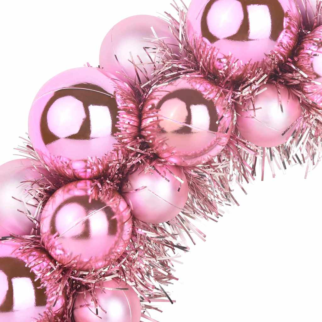 Christmas Ball Wreaths 2 pcs Pink 33 x 33 x 7 cm Polystyrene