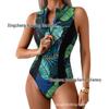 2025 Women's European & American One-Piece Surfing Swimsuit - Slimming, Sunscreen, Stylish Print