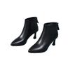 Women's Genuine Leather Stiletto Ankle Boots - Autumn/Winter 2025, Pointed Toe, Versatile Nude Mid Heel for Professional Wear.