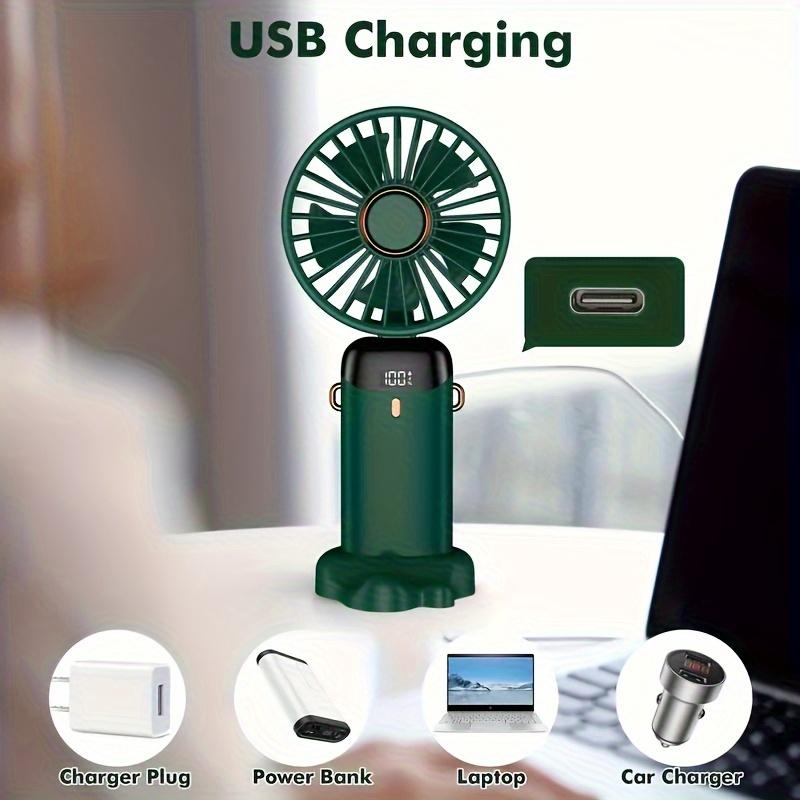 Mini-USB-aufladbarer Ventilator mit mehreren Geschwindigkeitsoptionen, tragbarer Ventilator mit LED-Anzeige, Handkühlgerät, ideal für den Einsatz zu Hause und auf Reisen