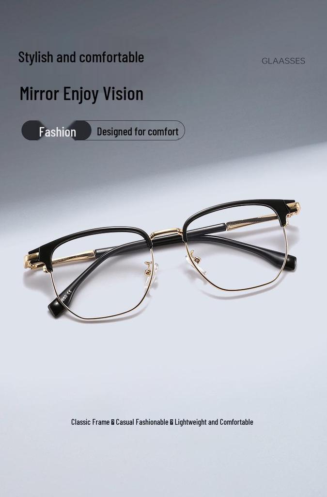 2026 TR90 Ultra-light Semi-rim Browline Blue Light Blocking Business Glasses Frame