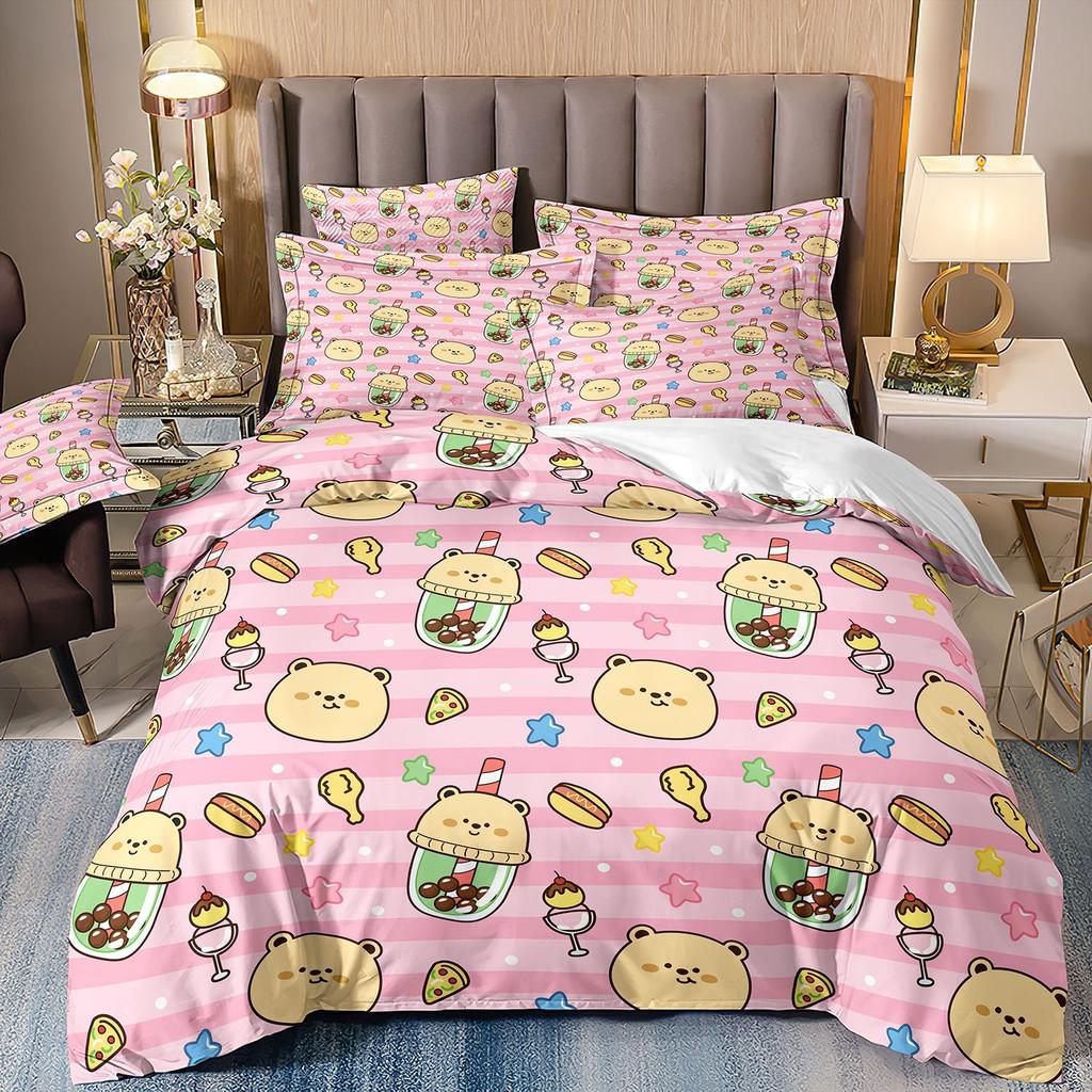 Children'S Cartoon Animal Panda Dog Toy Car Bedding 3D Digital Printing Three-Piece Set