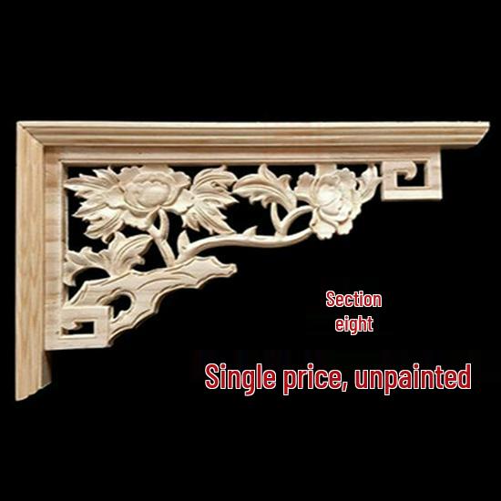 Double-Sided Carved Solid Wood Lintel: New Chinese Antique Corner Decoration for Background Walls