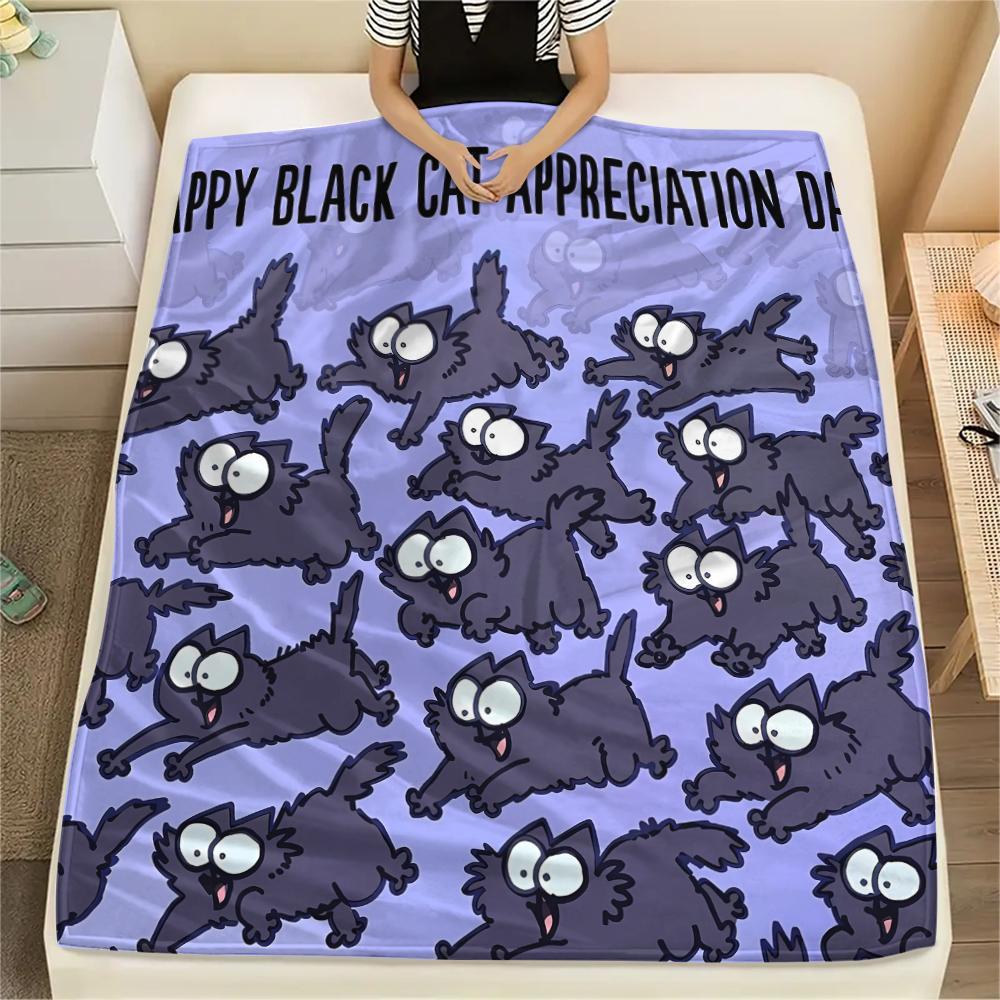 1pz Coperta in Flanella con Stampa del Gatto Simon, Alta Qualità per Tutte le Stagioni, Decorazione per la Casa, Calore e Comfort, Perfetta per Regali di Natale